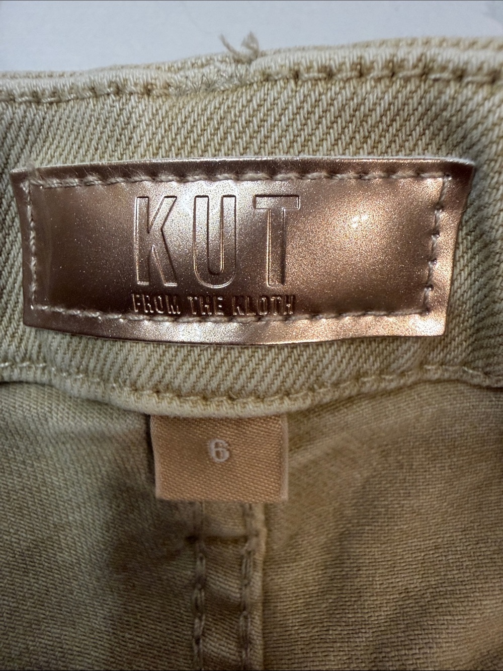 KUT from the Kloth Meg Fab AB Wide Leg Jeans - High Rise Tan / Khaki/ Neutral - Picture 9 of 11